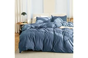 KINMEROOM Grayish Blue Queen Duvet Cover Set, 3 Pieces, 1 Soft Bedding Duvet Cover 90×90 Inches with Zipper Closure 8 Ties and 2 Pillow Shams for Queen Size Bed (Light Blue, Queen)