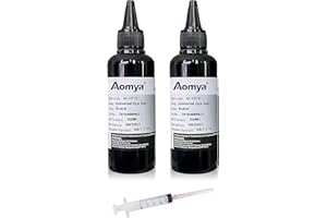 Aomya 2 Bottle Black Universal Dye Ink Refill Kit 100ml for HP Canon EPN Brother Lexmark Printers Compatible Cartridges Refil