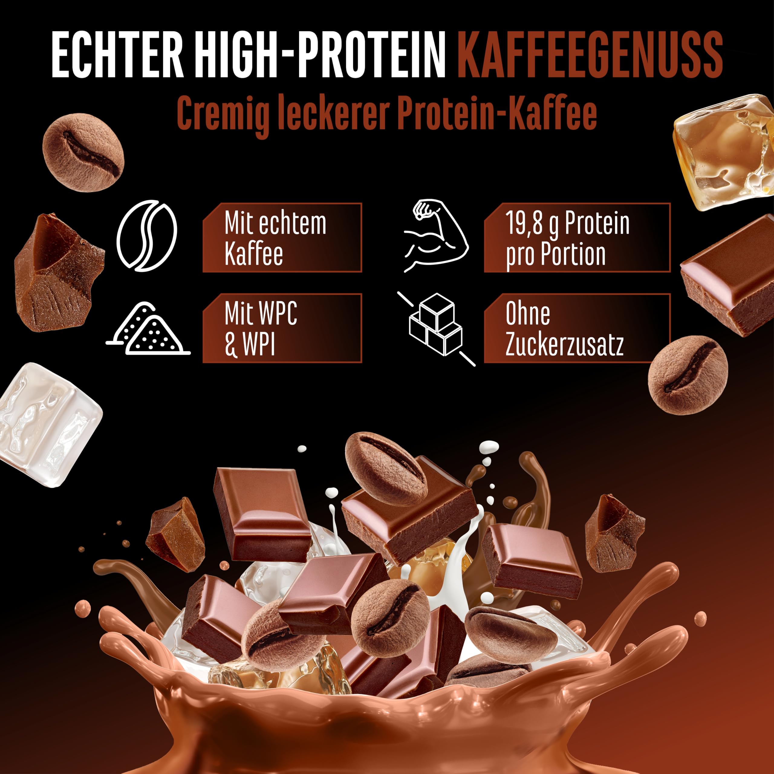 Wheypresso Protein Coffee - Eiweiß-Pulver mit Whey-Konzentrat & Isolat - Mit echtem Kaffee & Koffein - Cremiger High Protein Drink - (908 g, Double Chocolate Flavour) 2