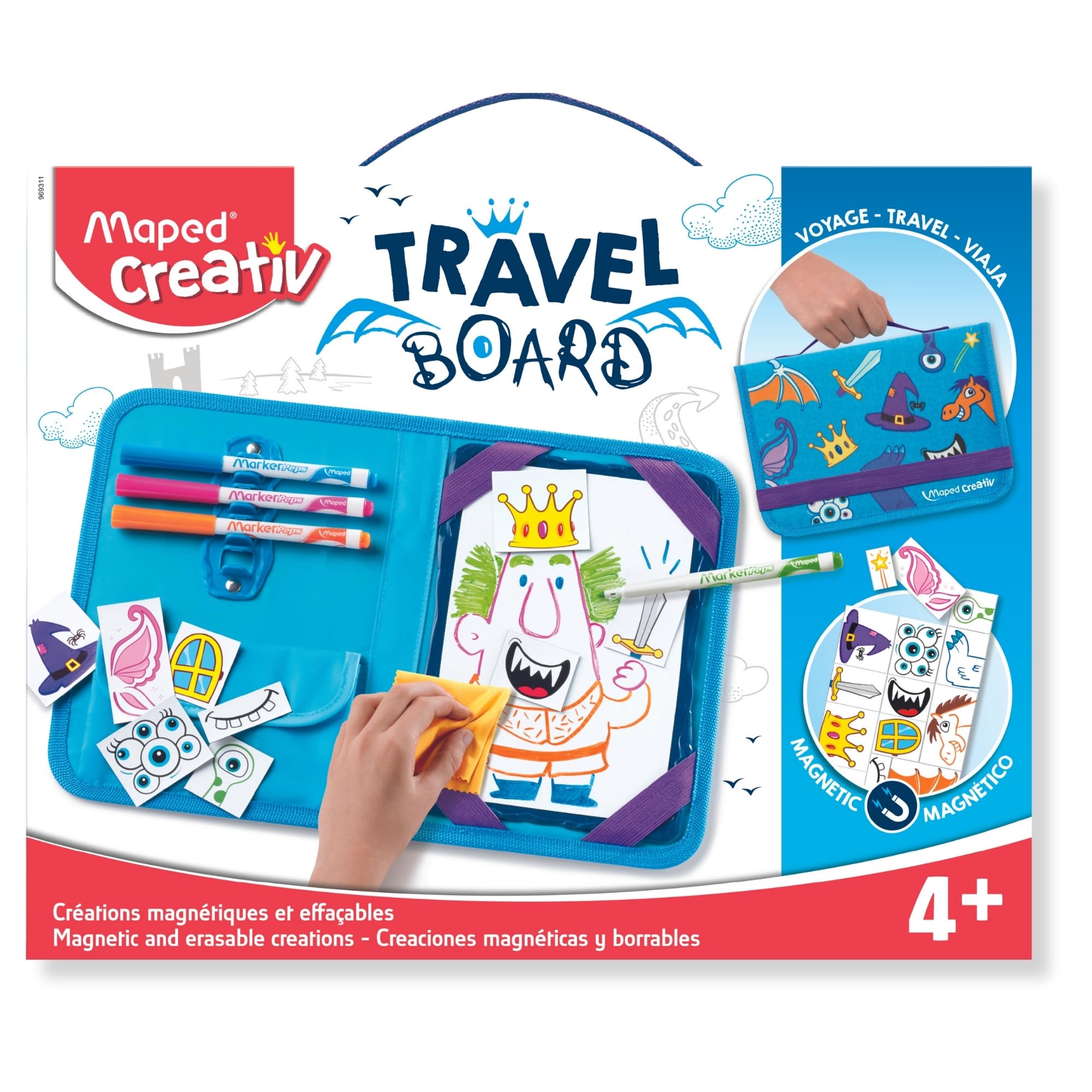 Maped Creativ Travel Board Knights and Princess Theme Fun Activity Kit for Kids 4+