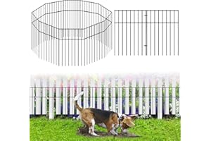 BIGMETA 10 Pack Animal Barrier Fence - 17 in (H) × 10.8 Ft (L) No Dig Fence Rustproof Firm Decorative Garden Fencing, Metal Dog Rabbits Fence Blocker with Cable Zip Ties for Outdoor Garden Patio