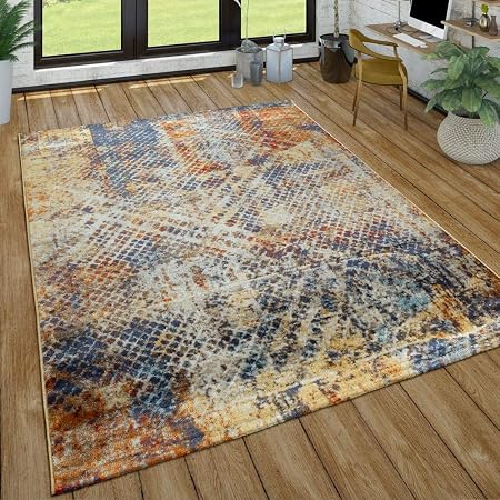 Amazon De Paco Home Wohnzimmer Teppich Im Used Look Moderner