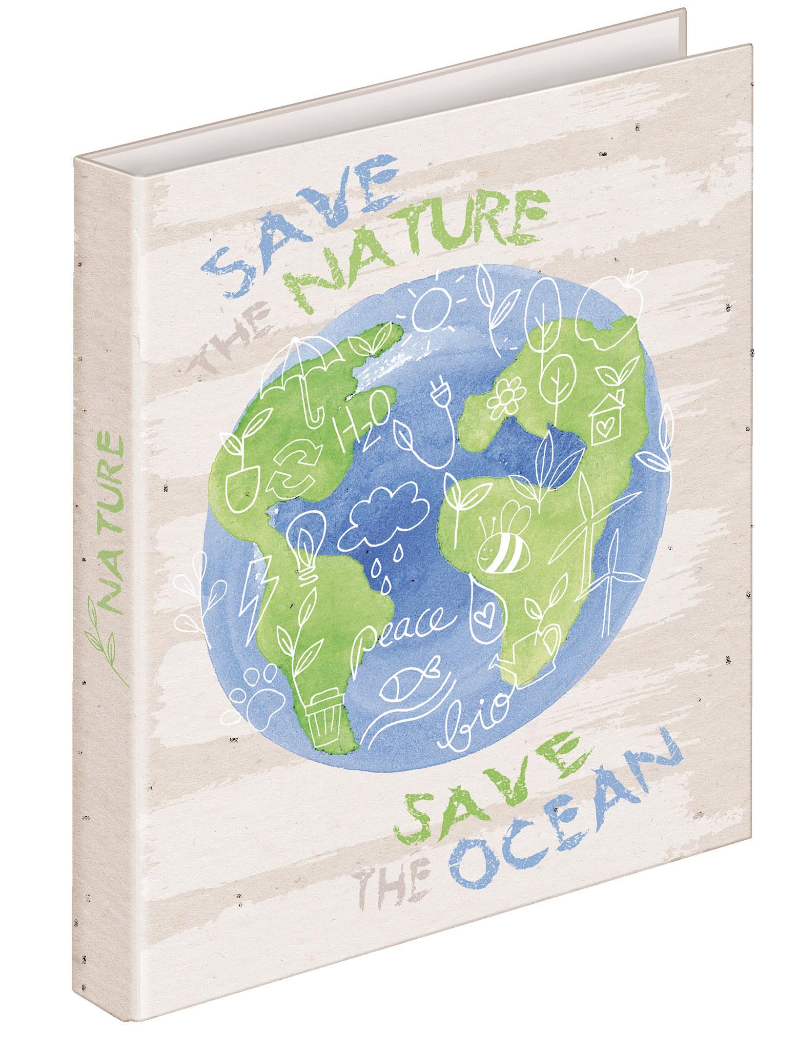 VELOFLEX Nature 1144612 Ring Binder, DIN A4, with 2-Ring Mechanism, Made of Recyclable Cardboard, School Binder, Ring Binder, Pack of 1