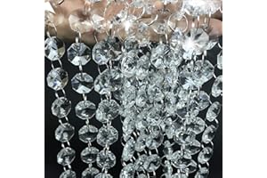 BEEBEL 10Pcs 33Ft Crystal Chandelier Pendants Beads Chain Parts Glass Beads Teardrop Crystal Strands for Wedding and DIY Craft Jewelry Decoration