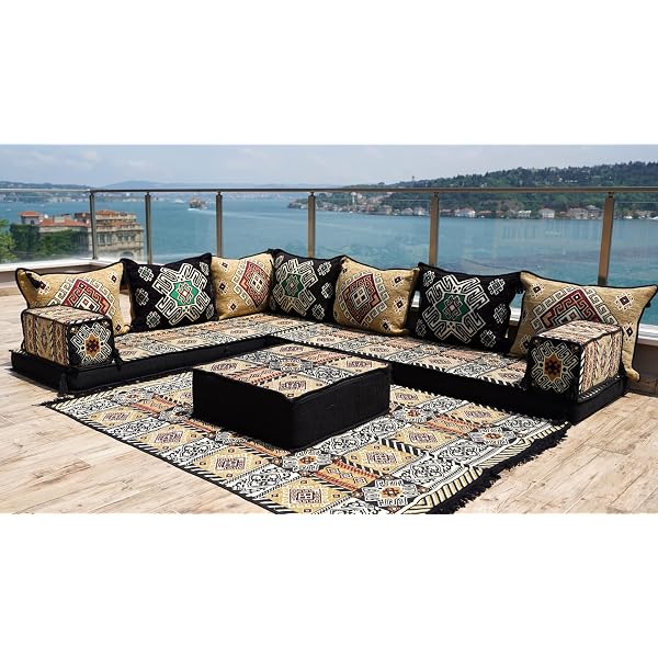 Arabicsofa Cozy U-Shaped Arabic Sofa Set With Floor Cushions & India | Ubuy-713794
