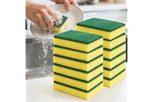 12Pcs Dish Sponge Scrubber, Kitchen Sponges for Cleaning, Sponge Scrub Cloth, Multi-Surface Safe Non-Scratch Dishwashing Spon