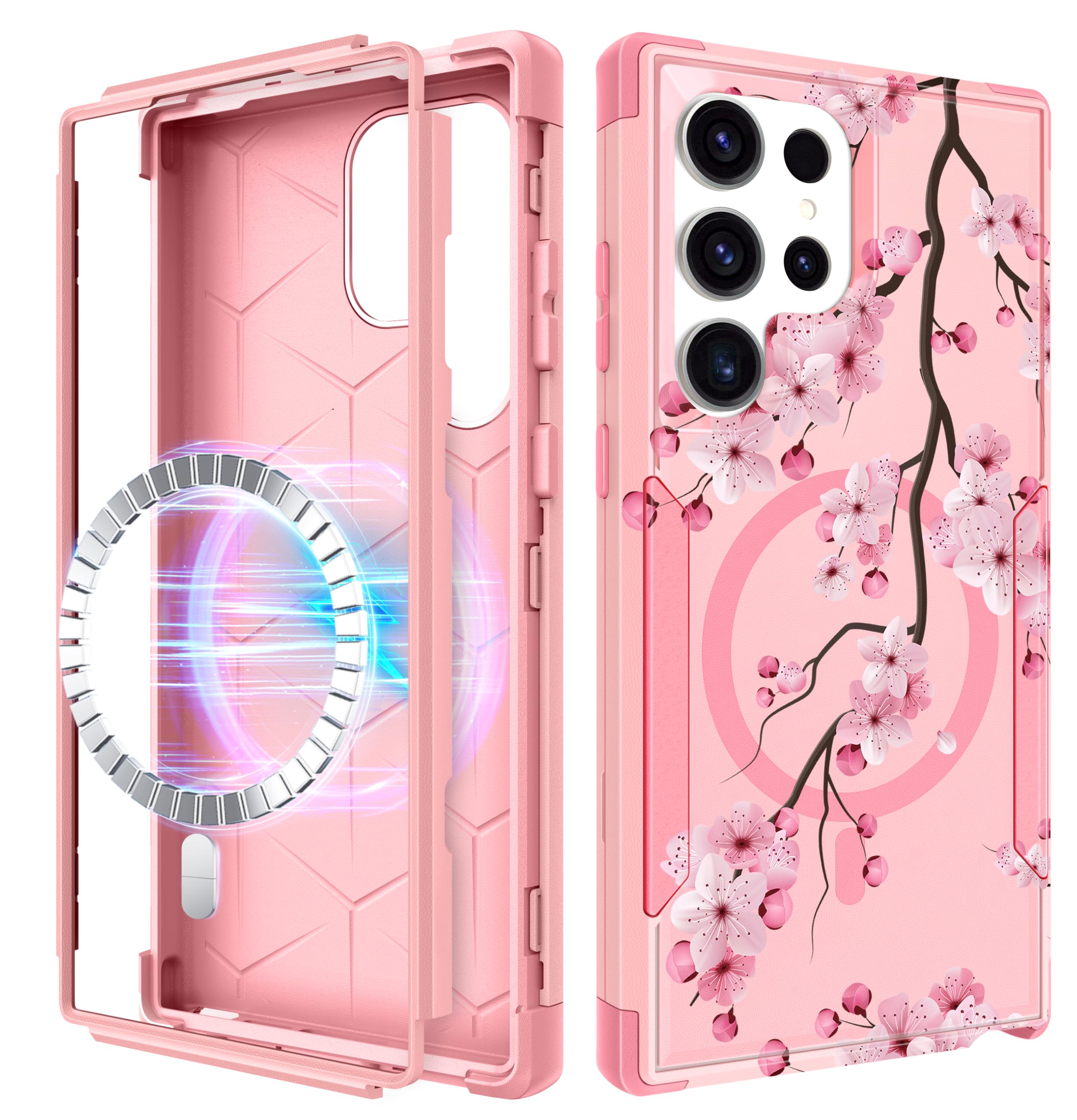 LISEVO for Samsung Galaxy S25 Ultra Case - [Compatible with MagSafe] Women Girls Cute Magnetic Protective Phone Cover Flower Girly Pretty Heavy Duty Shockproof Funda para Samsung S25 Ultra Cases