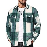 COOFANDY Men's Flannel Shirts Long Sleeve Cotton Plaid Shirt Jacket Casual Button Down Shirt with Pockets