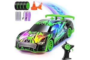 BIFYTON Remote Control Car, RC Drift Stunt Car with LED Lights Glow,14KM/H High-Speed, Rc Car with 2 Rechargeable Batteries, Toy Cars for Boys 4-7, 8-12, Remote Cars for Kids