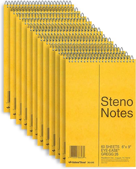 National Steno Notebook with Brown Board Cover, Green EyeEase Paper