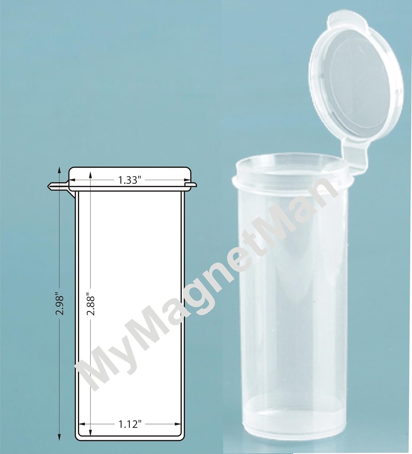 Magnakoys Clear Polypro Plastic Craft Storage Vial With Hinged Lid