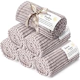 Moukeren 6 Pack Inspirational Gifts Textured Thank You Blankets Bulk 50 x 60 Inch Fuzzy Cozy Throws with Motivational Quote Soft Flannel Fleece Throws for Employees Teachers Nurses(Camel,Sunshine)