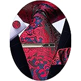 ROBERTO GABBANI Men's 4-Piece Luxury Tie Set,Includes Tie,Cufflinks,Pocket Square & Clip for Wedding Groomsmen & Father's Day