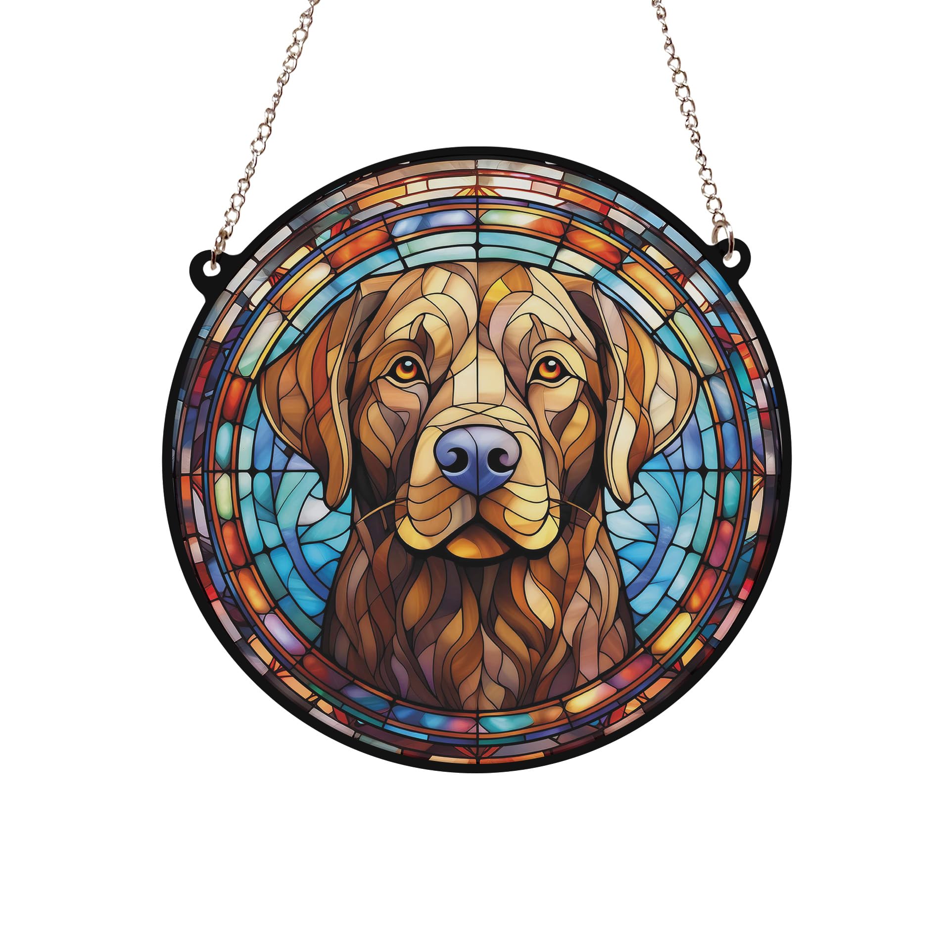 Labrador Chocolate Stained Glass Effect Suncatcher - Garden Gift - Dog Gift (19cm)