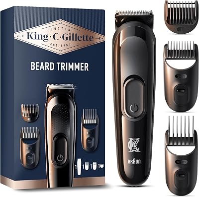 King C. Gillette Cordless Beard Trimmer Kit with 3 Comb Attachments UK Plug