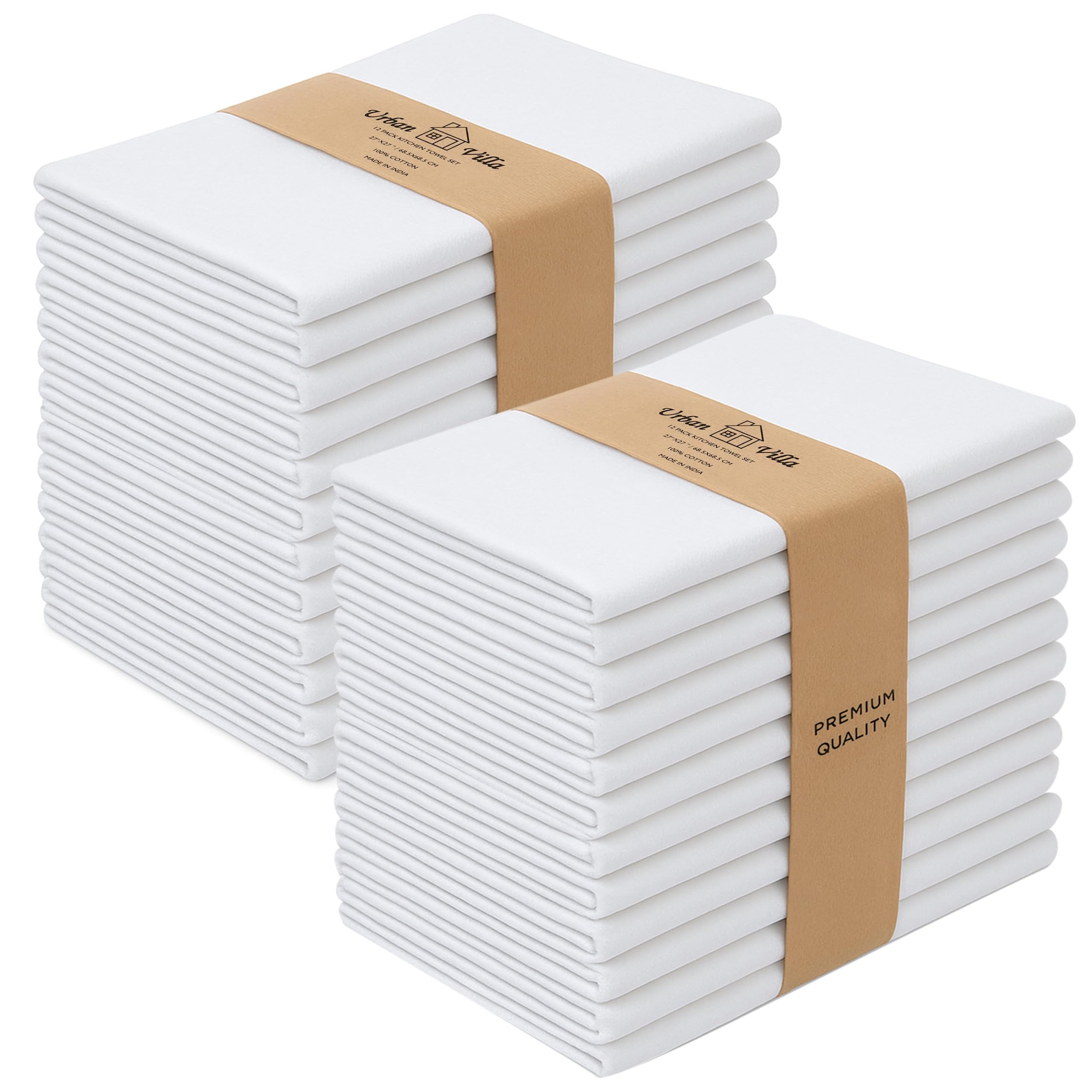 Photo 1 of Urban Villa Flour Sack Kitchen Towels (27x27 Inches 24 Pack) Extra Large Premium White Dish Towels 100% Cotton Flour Sack Kitchen Towels for Embroidery, DIY Projects, Cloth Diapers, Cheese Strainers