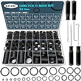 KEZE 1200 Pcs 24 Size Universal Rubber O-Ring Assortment Kit with 4-Piece Precision Pick and Hook Set for Auto Vehicle Faucet