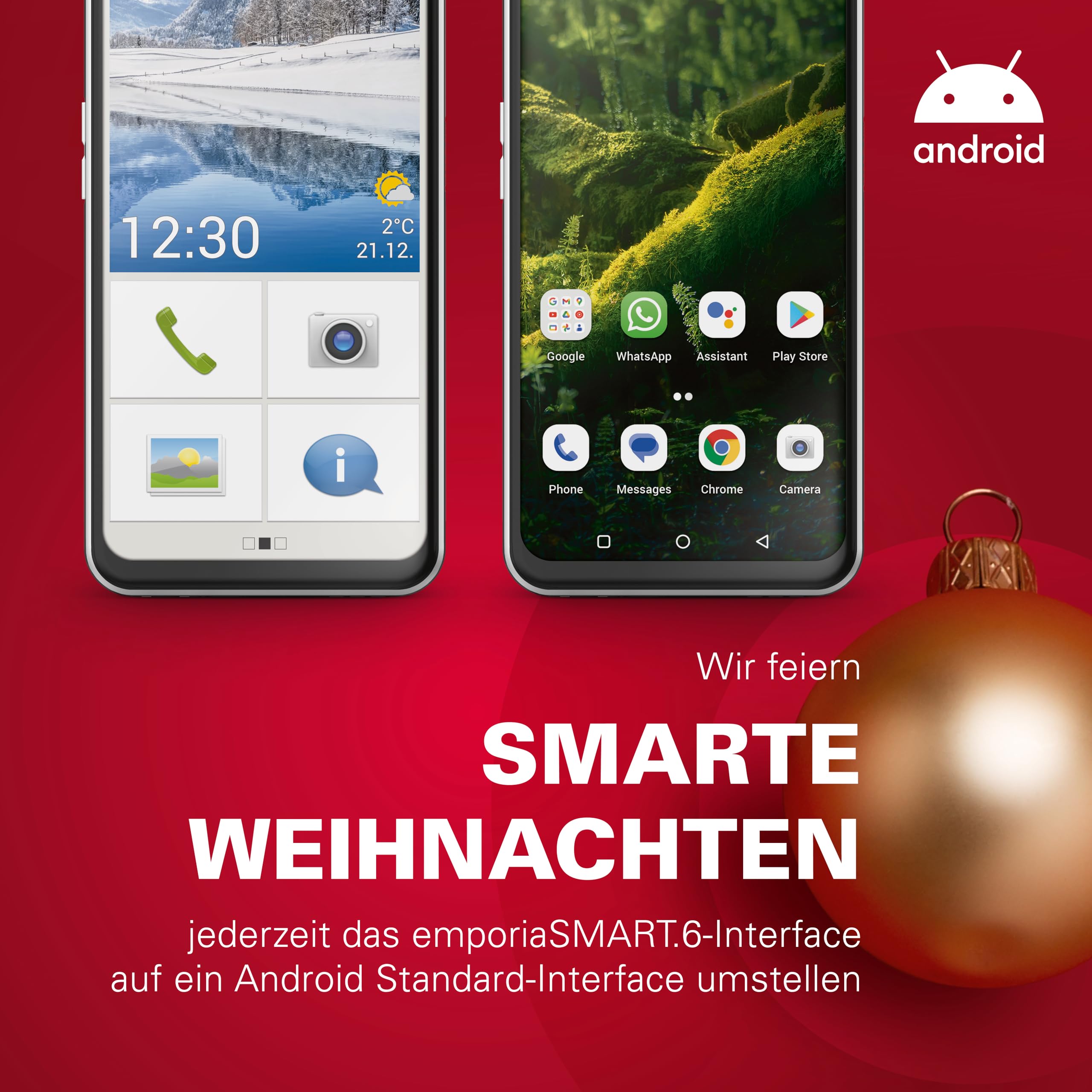 emporiaSMART.6 - Senior Mobile Phone with 5G VoLTE, Contract-Free Senior Smartphone, Mobile Phone with Emergency Button, 6.58-Inch Display, Android 13, 50 MP Camera, Black