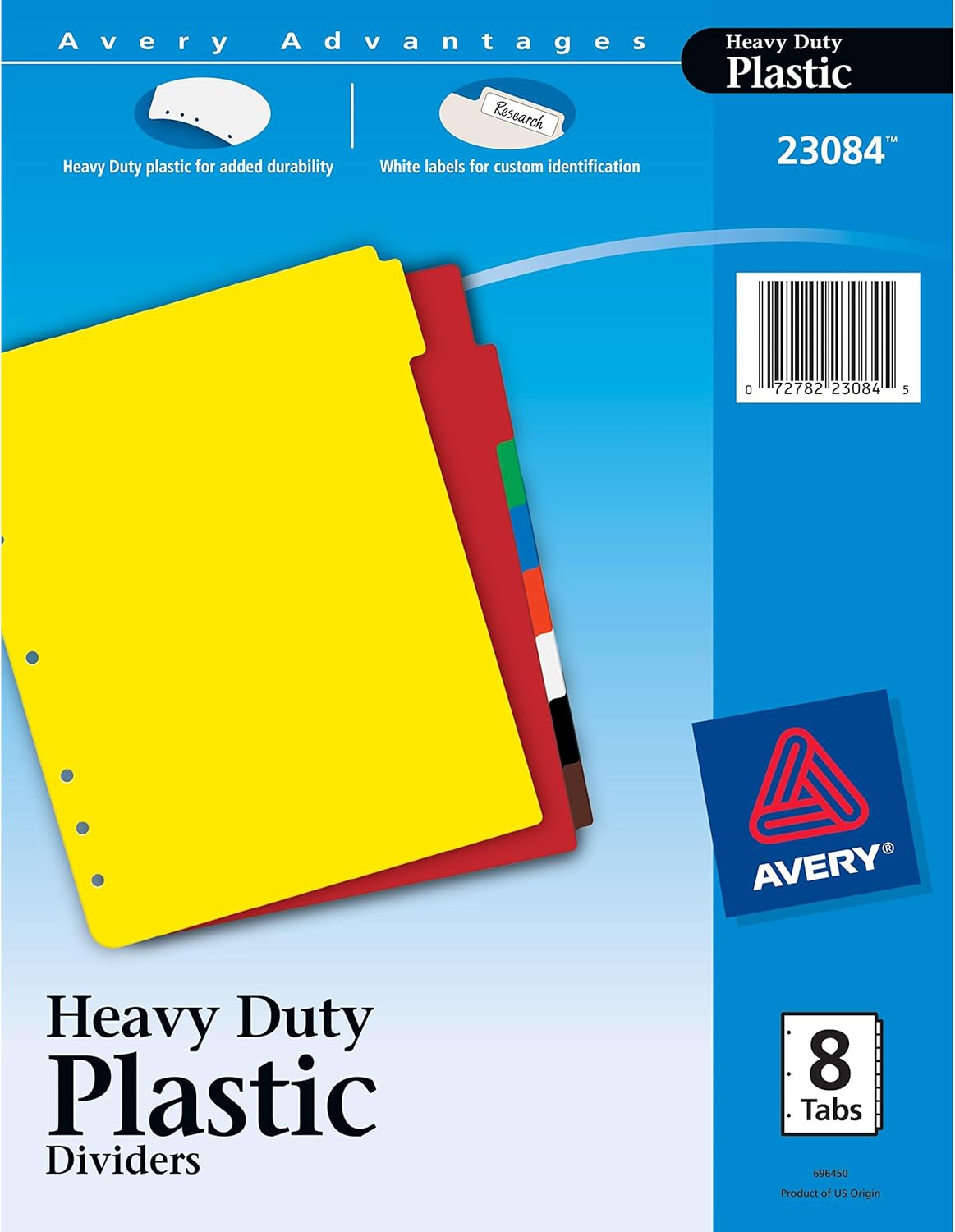 Avery Heavy Duty Plastic Dividers, Letter Size, Assorted Colors, 8Tab