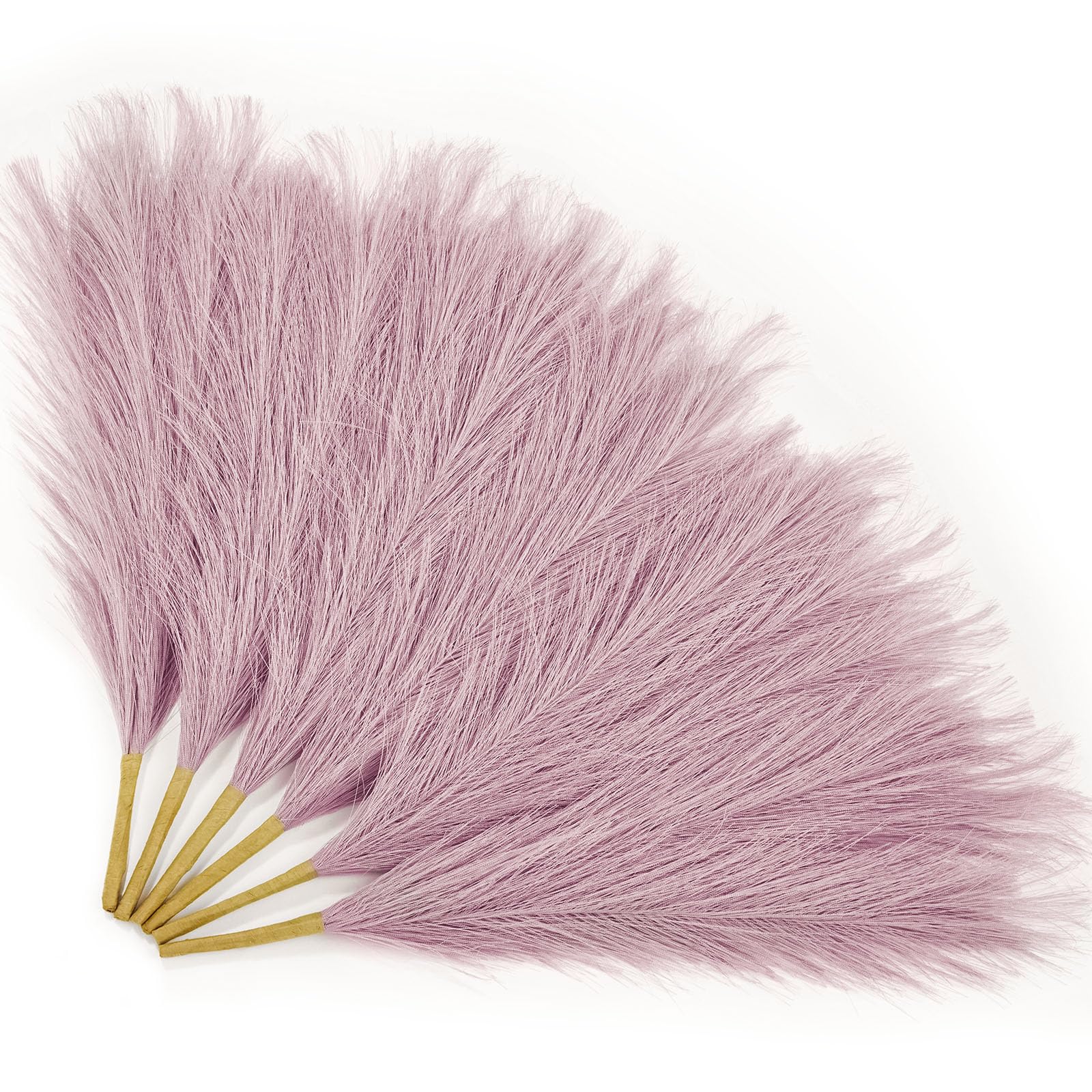 Serwalin 6 Purple Pampas Grass Stems 45cm/18” Artificial Pampas Grass Living Room Decor for Table Centerpieces Wedding Flower Bunch, Small Purple Plant Swingers Flowers for Boho Home Decor