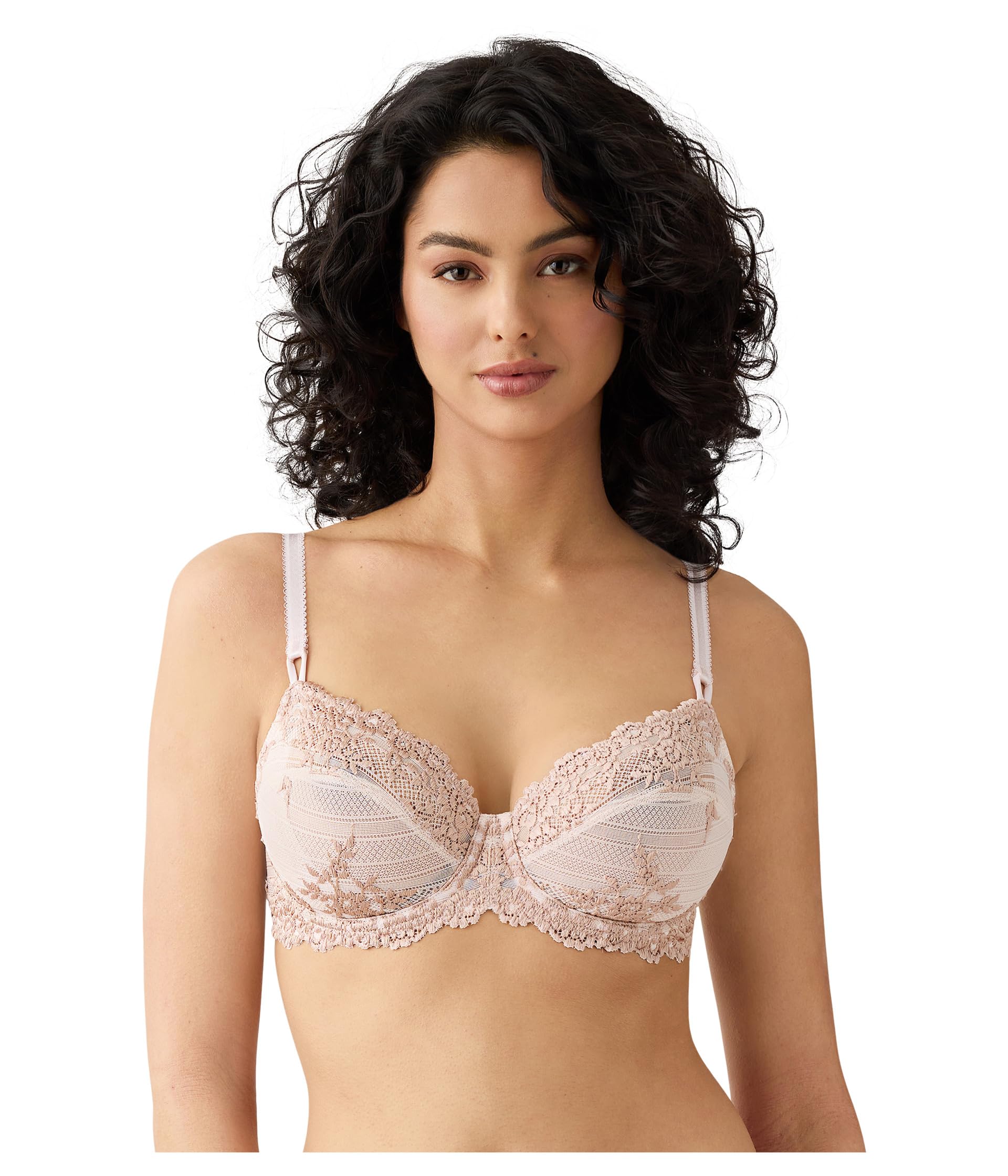 Wacoal Women’s Embrace Lace Unlined Underwire Mid Coverage Bra, 65191, Angel Wing/Rose Dust