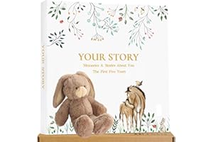 ABI + OLIE Baby Memory Book - Baby Milestone Book and Plush Rabbit Toy for Gender Neutral Baby Gift - Baby Memory Book Baby Milestone Book - Baby Book Keepsake - Baby First Year Book for First 5 Years