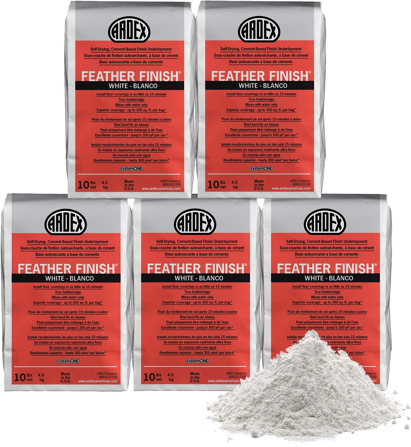 Ardex Feather Finish White/Blanco Self-Drying Cement Based Bag 10 Lbs (5, White)