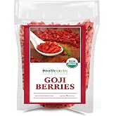 Healthworks Superfoods Organic Dried Goji Berries 8 oz Sun-Dried Non-GMO | Organic, Sun-Dried, 8 oz, Antioxidant, Vitamin C, Non-GMO, Vegan, Keto, For Snacking, For Smoothies, For Trail Mix, Paleo