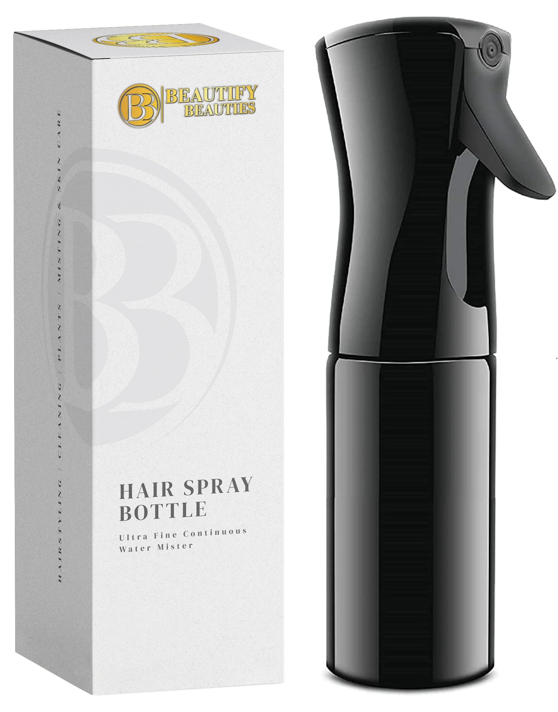 Photo 1 of Beautify Beauties Hair Spray Bottle – Ultra Fine Continuous Water Mister for Hairstyling, Cleaning, Plants, Misting & Skin Care (Black, 6.8 Ounces)