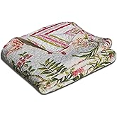 Greenland Home Butterflies 100% Cotton Quilted Botanical Throw Blanket