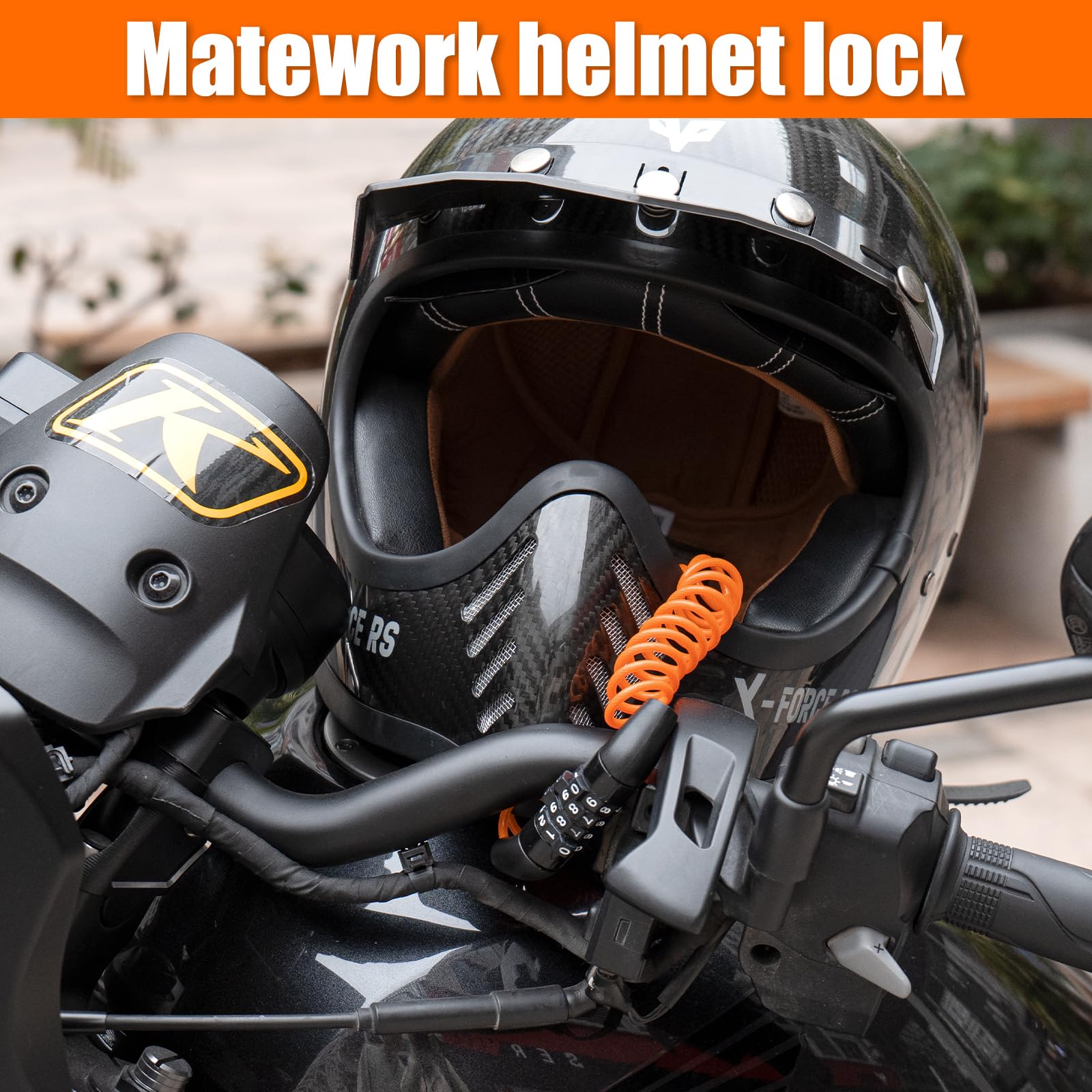 Motorcycle Lock Anti Theft Heavy Duty, Motorcycle Handlebar & Brake Lock with Helmet Lock, Bike Lock, Universal for All Bike Motorcycle Orange