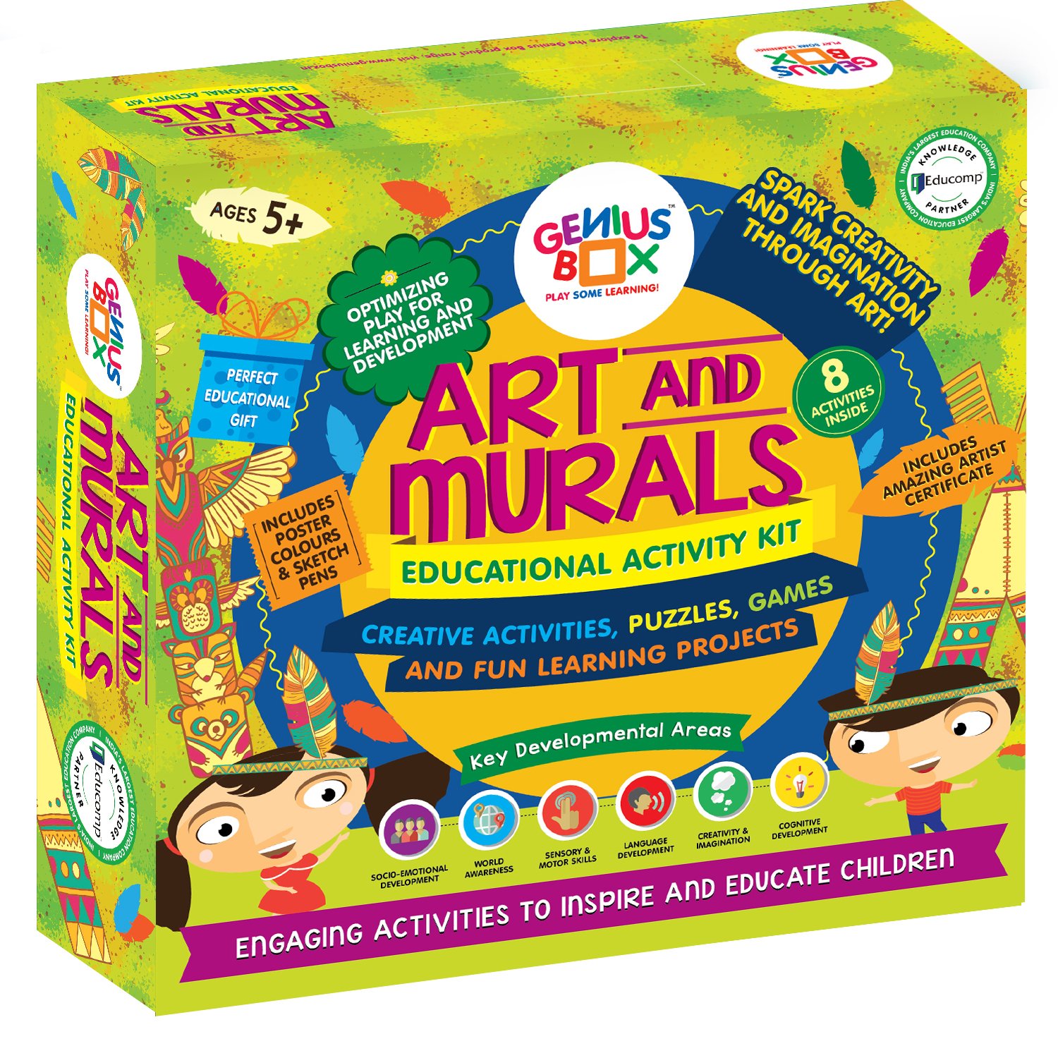 Genius Box Art and Murals Toddler kit | 8 in 1 Creative DIY Activity Kit | Puzzles Game for Over 5 Years Kids | Fun Learning Toys | Education Toys Gift