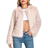 WELLATENT Fur Coats For Women, 2025 Plus Size Faux Fuzzy Jacket Fluffy Long Sleeve Winter Coat with Pockets.
