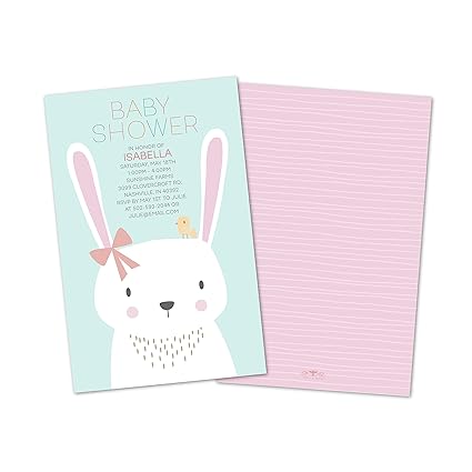Amazon Com Bunny Rabbit Personalized Baby Shower Invitations Set