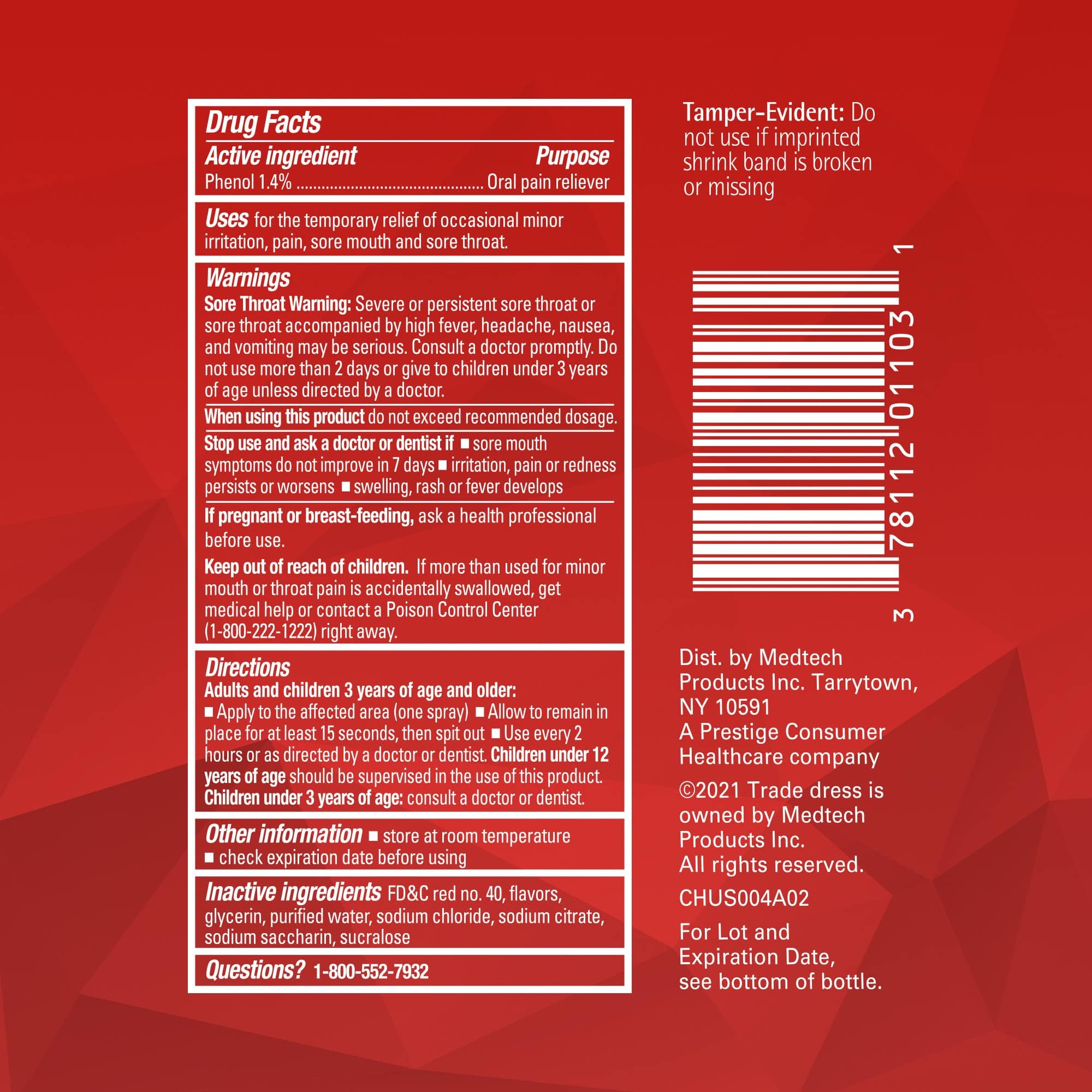 Chloraseptic Sore Throat Spray, Cherry Flavor, 6 fl oz