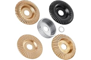 Loyala 5PCS Angle Grinder Wood Carving Disc Set for 4" or 4 1/2" with 5/8" Arbor, Grinding Wheel Shaping Disc for Wood Cutting, Grinder Cutting Wheel Attachments