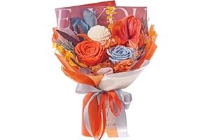 Flomoon Forever Flower Bouquet 2-Piece Preserved Roses 2-Piece Anthurium Gift Box for Wife Mother Valentines Day Mothers Day Anniversary Birthday (Anthurium-2Roses- orangepaper)