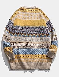 Argyle Striped Sweater Women Y2k Patchwork Vintage