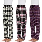 Pajama Bottoms for Women - 3 Pack Cotton Blend Flannel Plaid Lounge Pants, Comfortable PJ Pants