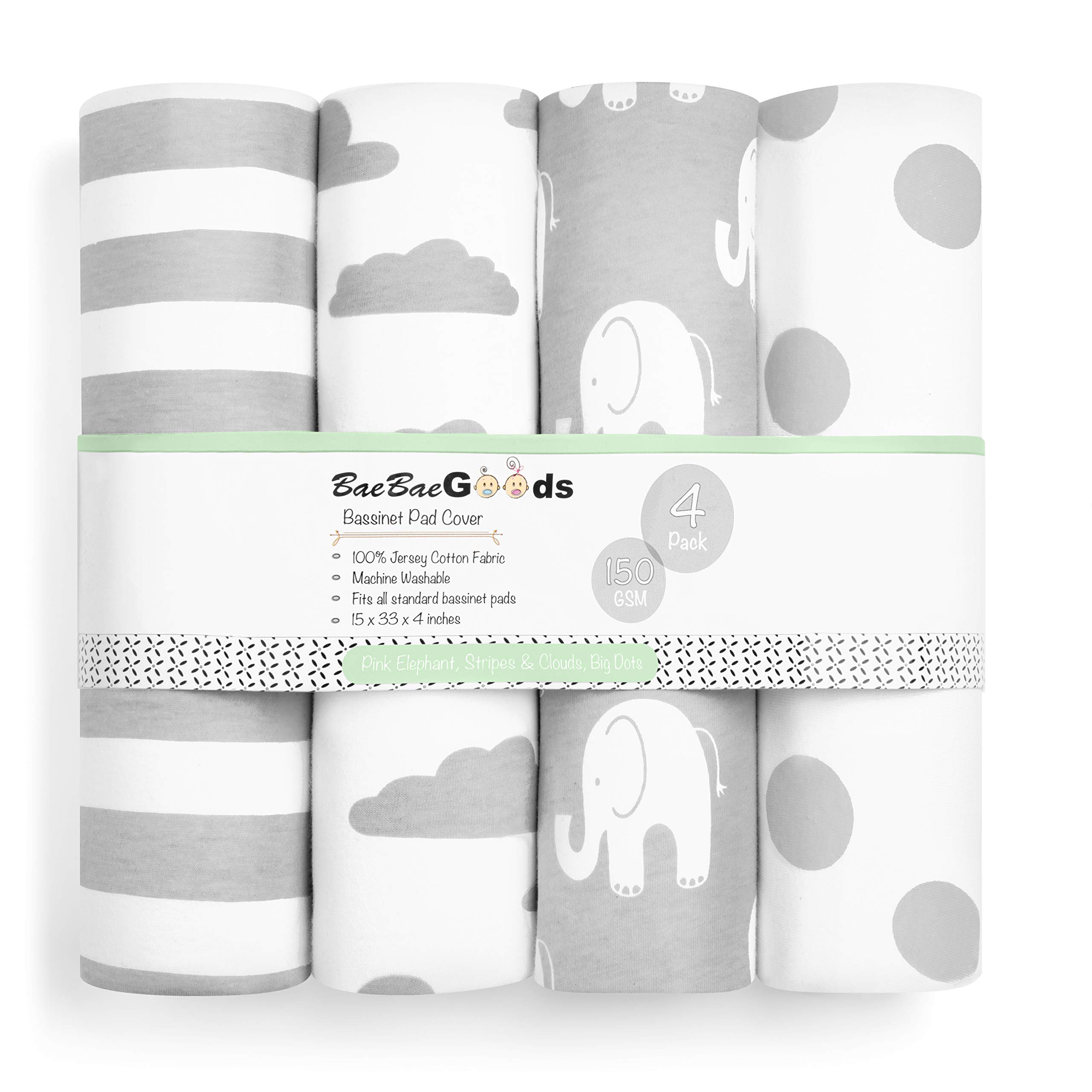 Photo 1 of Bassinet Bed Sheets – Premium Bassinet Fitted Sheet for Halo, Mika Micky, Maxi COSI & Others - 4 Pack 100% Jersey Knit - Bassinet Bedding for Standard Size Oval or Halo Bassinet Pads for Boys & Girls