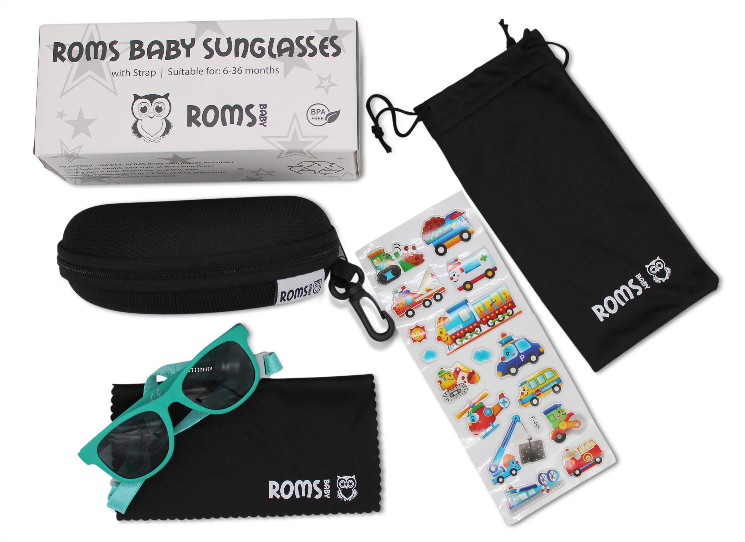 Baby Sunglasses with Strap - 400 UV Protection Polarized Lenses - Unisex Toddler/Kid. Shatterproof W/Soft Pouch and Hard Case - Ages 6 mos. to 3 years - Turquoise - FDA Approved