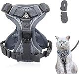 Grantop Cat Harness and Lead Set Adjustable Reflective Escape-Proof Grey S view 1