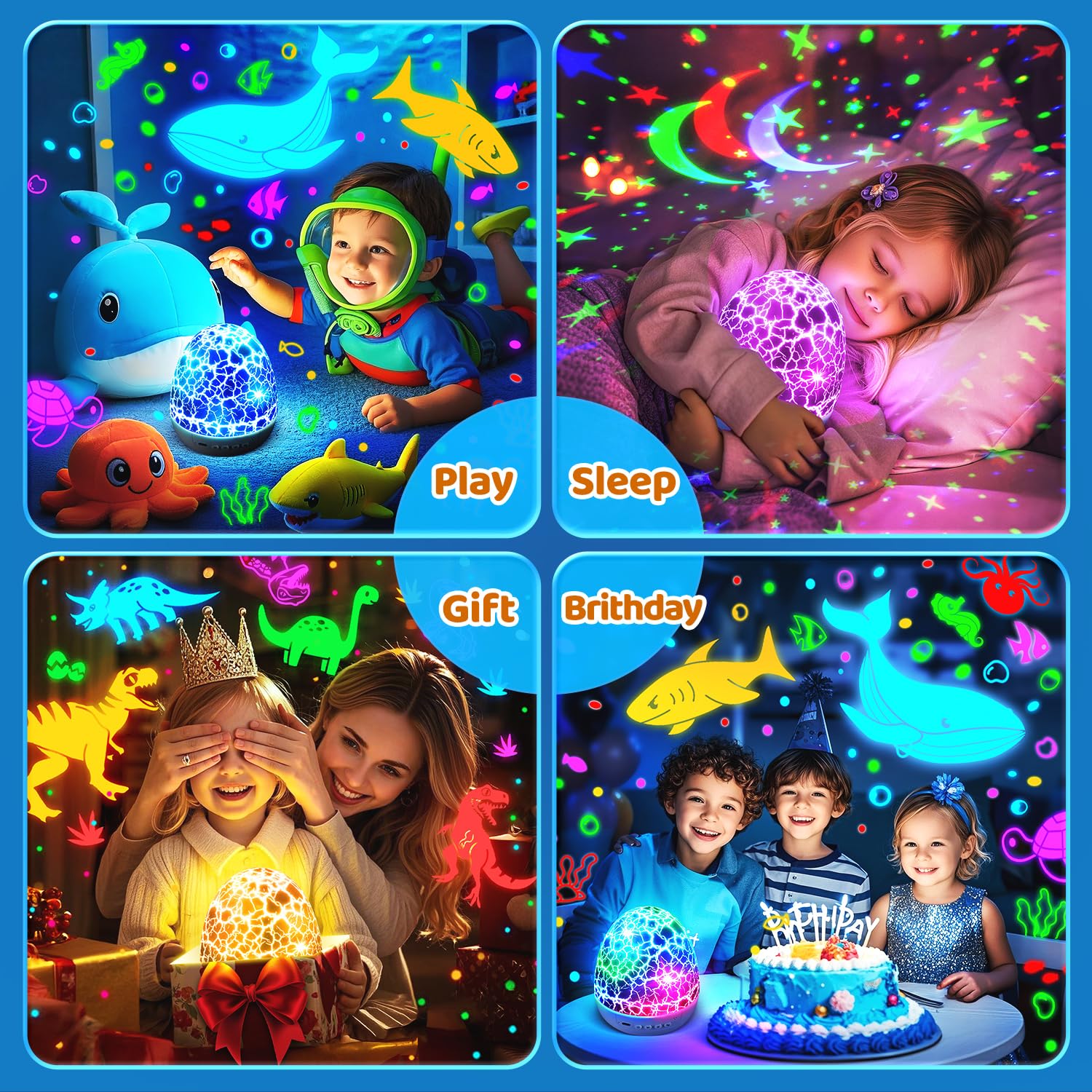 Baby Sound Machine Night Light Projector | 15 Sleeping Sounds & 3D Films | 31Colors & Remote Control | Autism Toys Night Light for Kids, Baby White Noise Machine, Baby Boy Toys, Egg Light for Nursery