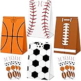 Yexiya 30 Pcs Sports Party Favor Bags Candy Goodie Bags with Stickers Soccer Baseball Football Basketball Themed Decorations for Sport Birthday Party Favor Supplies
