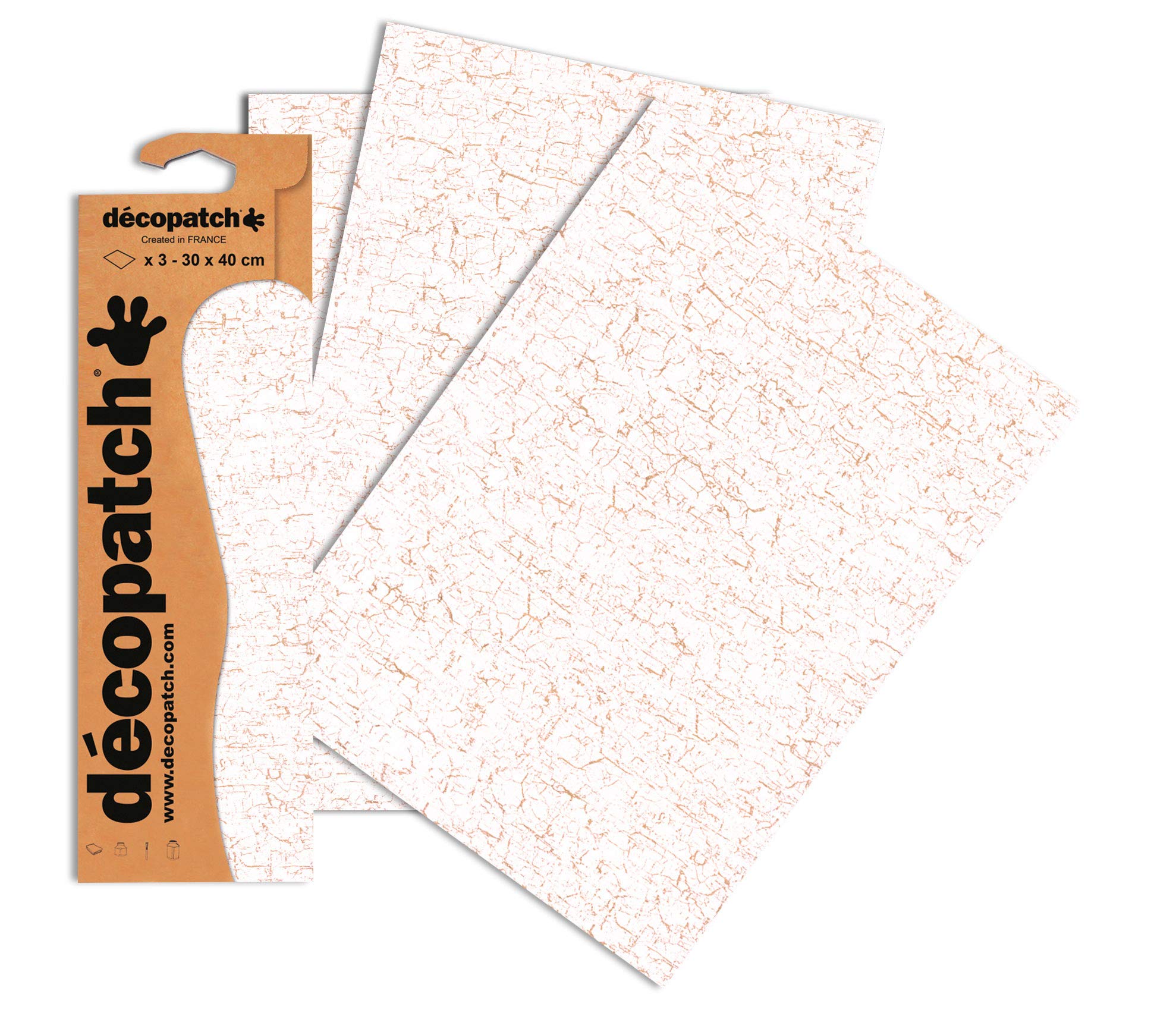 Décopatch White/Gold Crackle Paper, 30x40cm (Pack of 3 sheets)