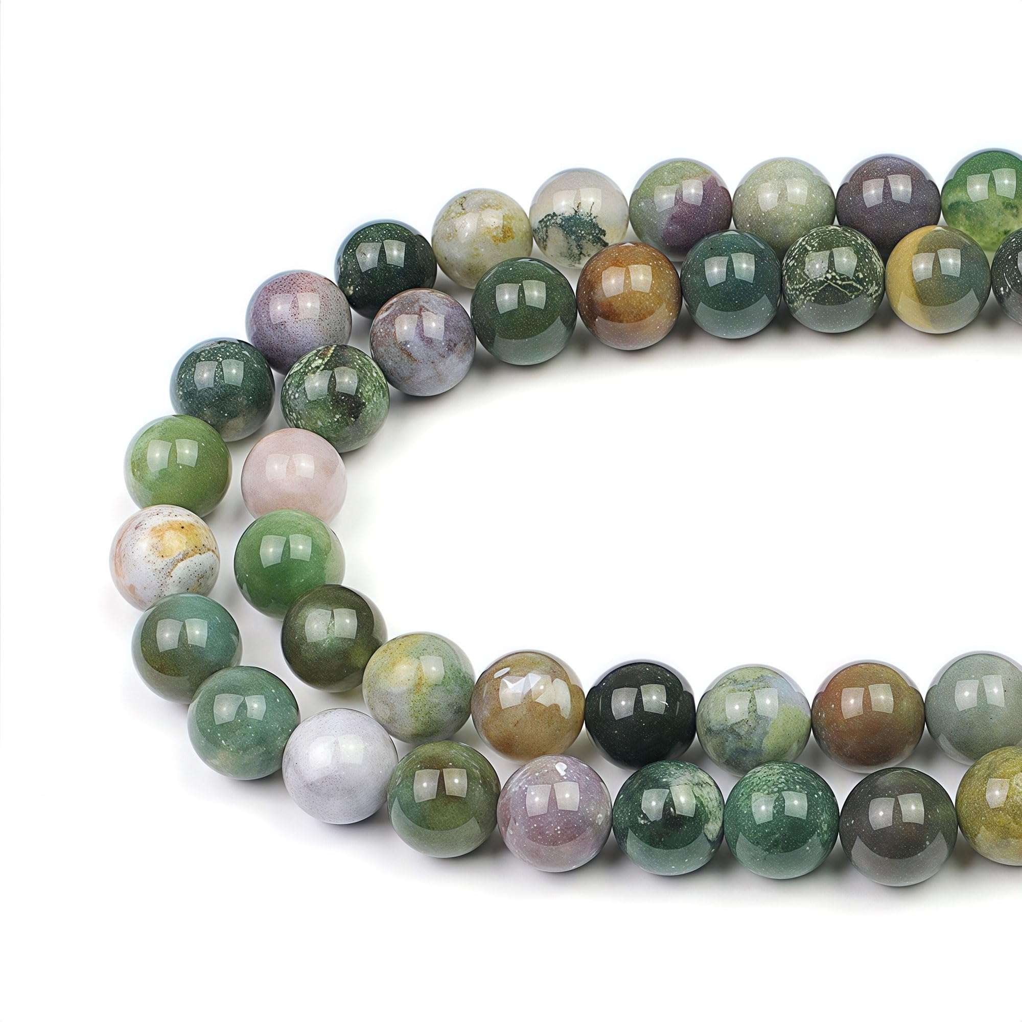 MJDCB Natural Round Stone Beads 12mm India Agate Loose Gemstone Beads for Jewelry Making Bracelet Necklace 30pcs