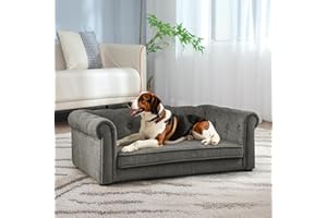 Chorlenimi Dog Couch Bed for Large Dogs Up to 60 lbs,Memory Foam Dog Sofa Bed Medium Size,Pet Couch with Legs for Large Dogs (Dark Grey, 38.9'')