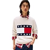 Tommy Jeans Mens Medium Weight Crewneck Sweater with Flag Logo