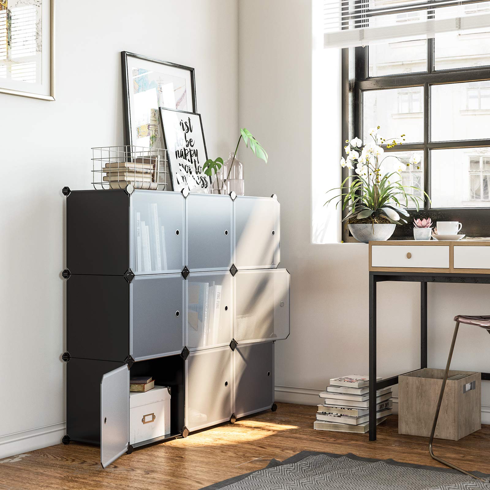 SONGMICS Cube Storage,Plastic Cube Organizer,DIY Modular Closet