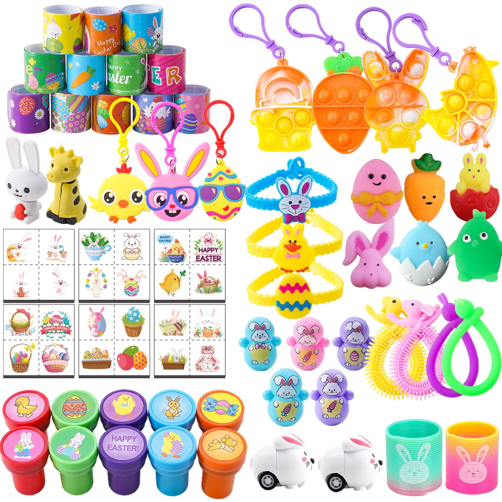 YiYLunneo 100 Pcs Easter Egg Fillers, Easter Basket Stuffers Fillers for Kids Boys Girls Easter Party Favors Assortment, Easter Eggs Hunt, Eas-ter Gift Goodie Bags Classroom Prize Supplies